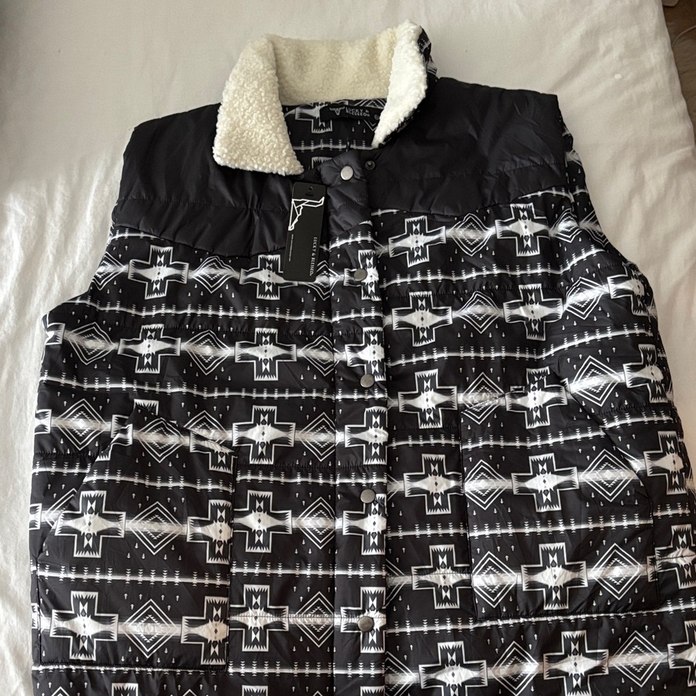 Lucky & Blessed Black and White Patterned Vest